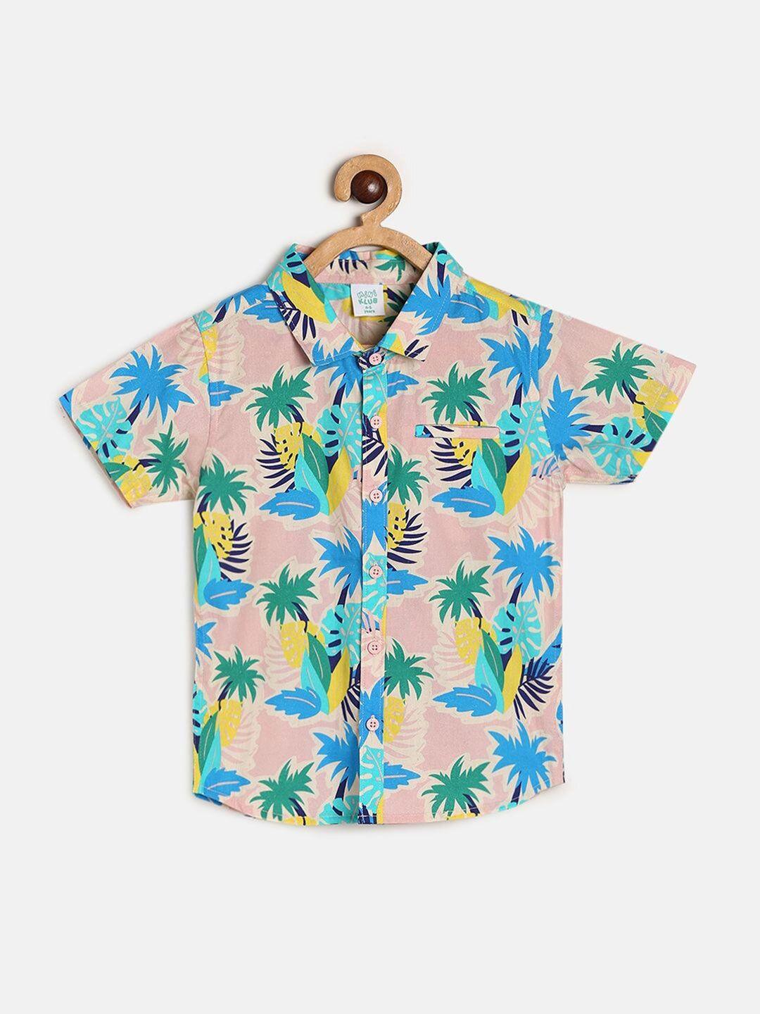 mini klub boys floral printed casual pure cotton shirt