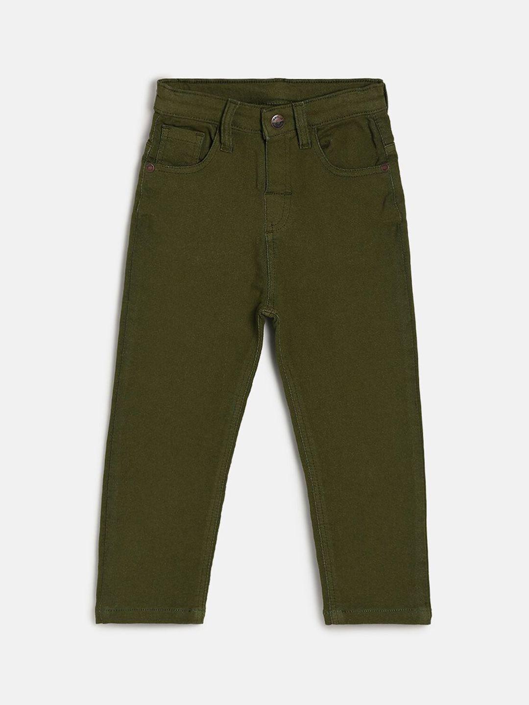 mini klub boys green dark shade mid-rise jeans