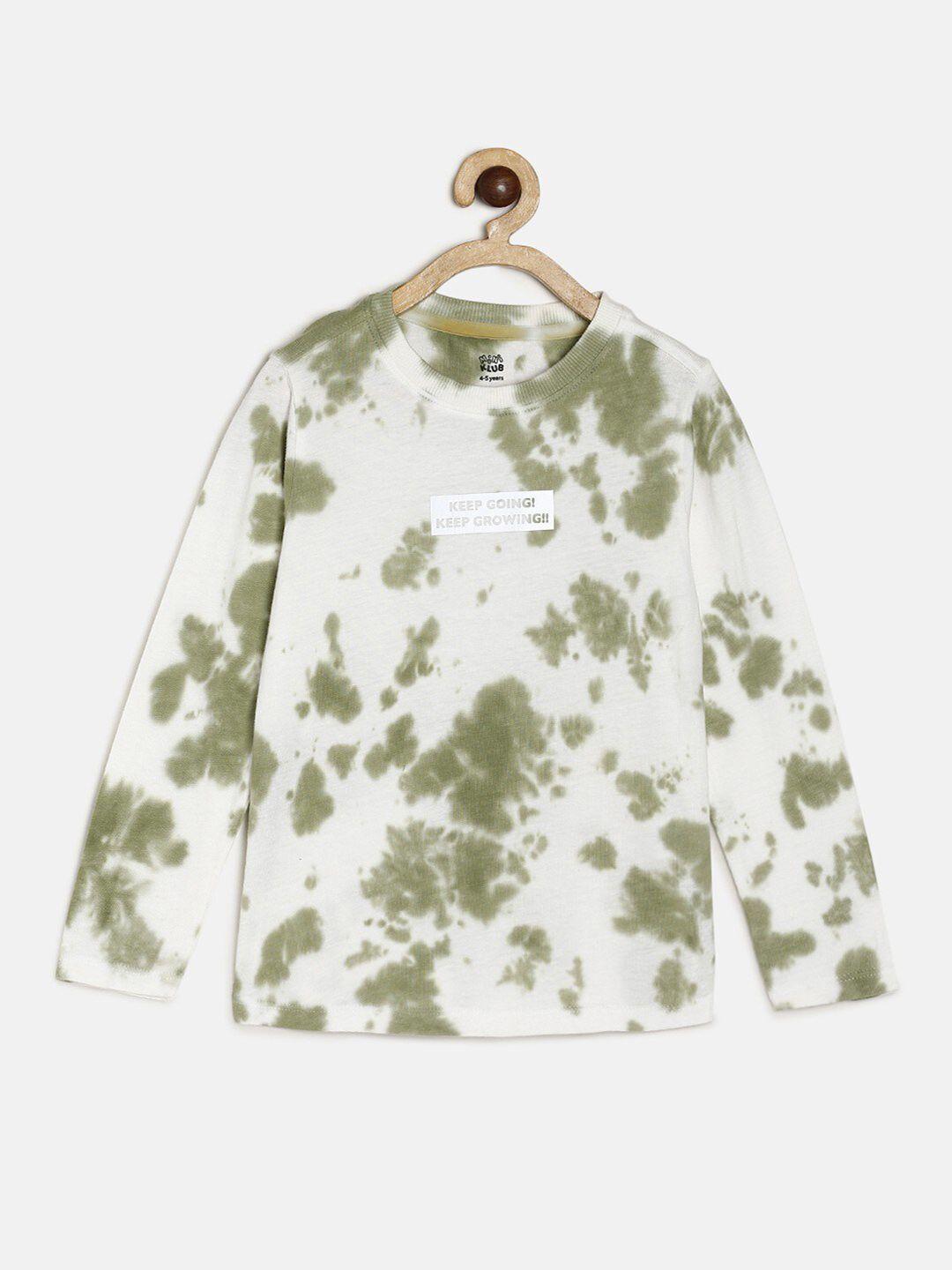 mini klub boys olive green & white typography dyed organic cotton t-shirt