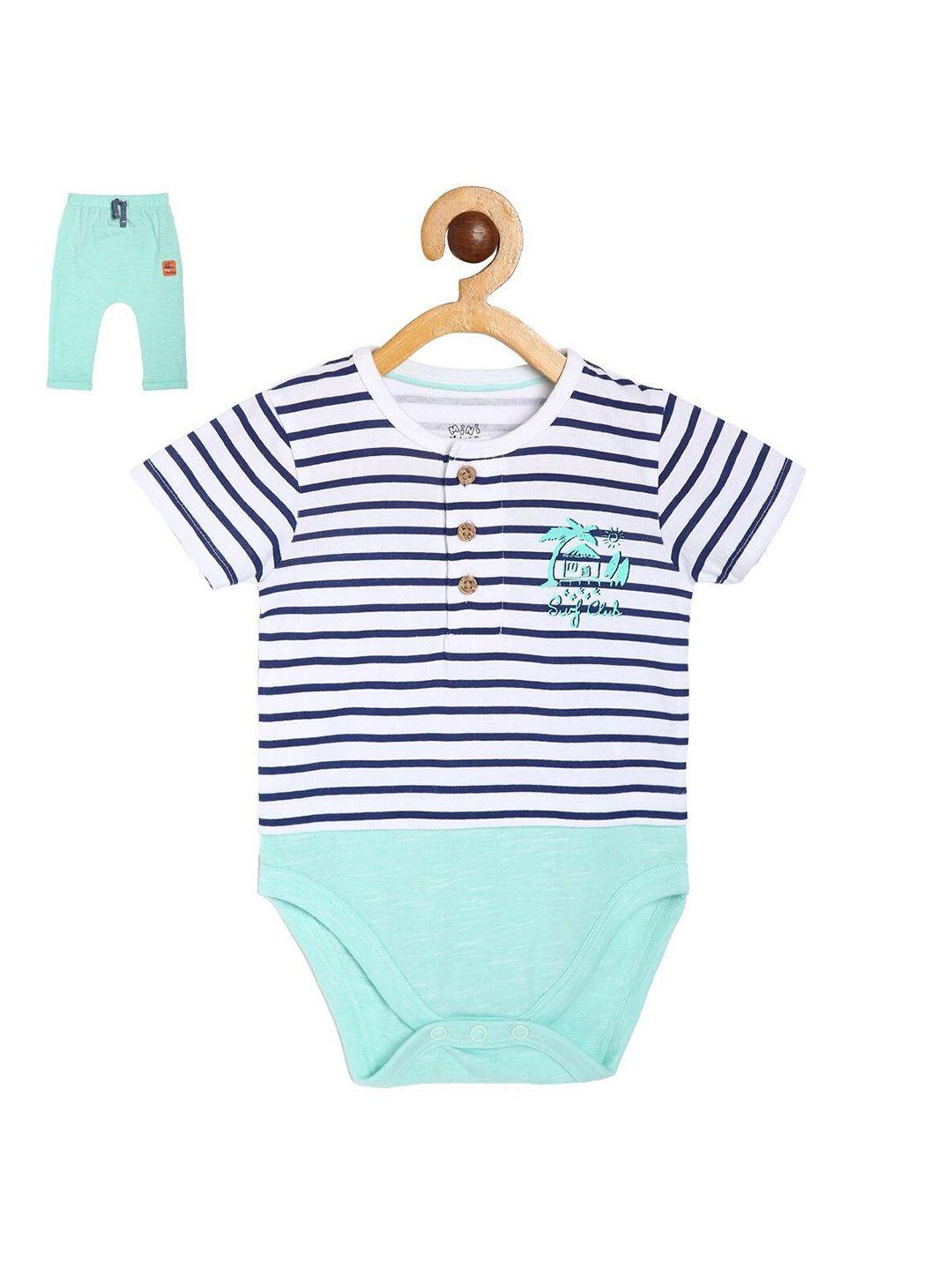 mini klub boys pack of 2 striped pre cotton t-shirt with trousers