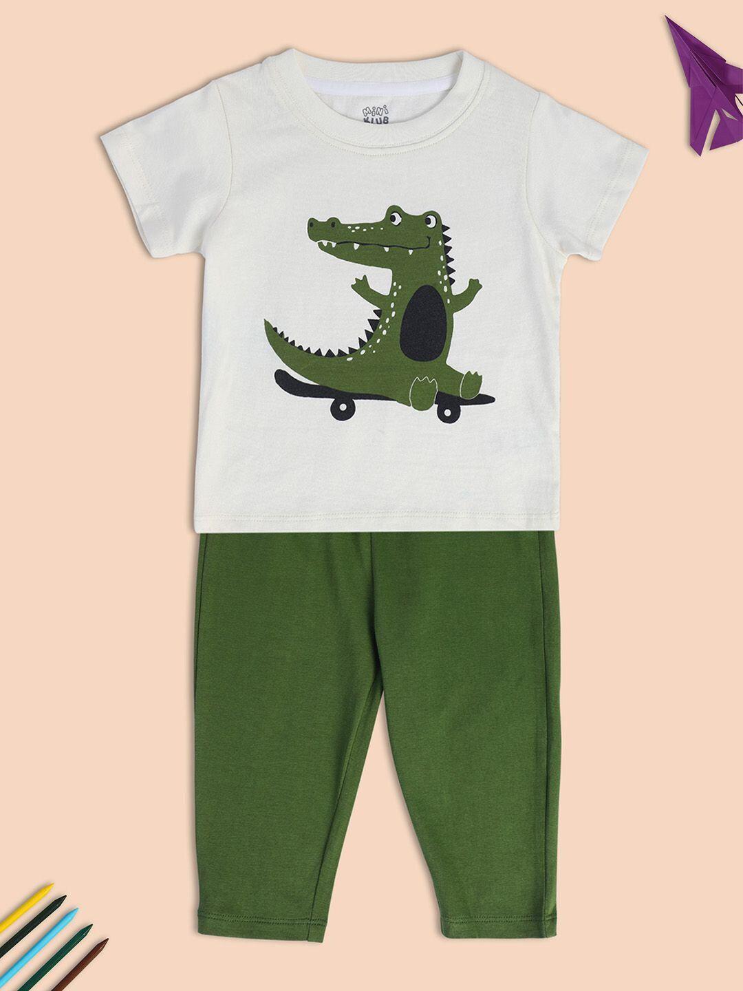 mini klub boys printed pure cotton t-shirt with trousers