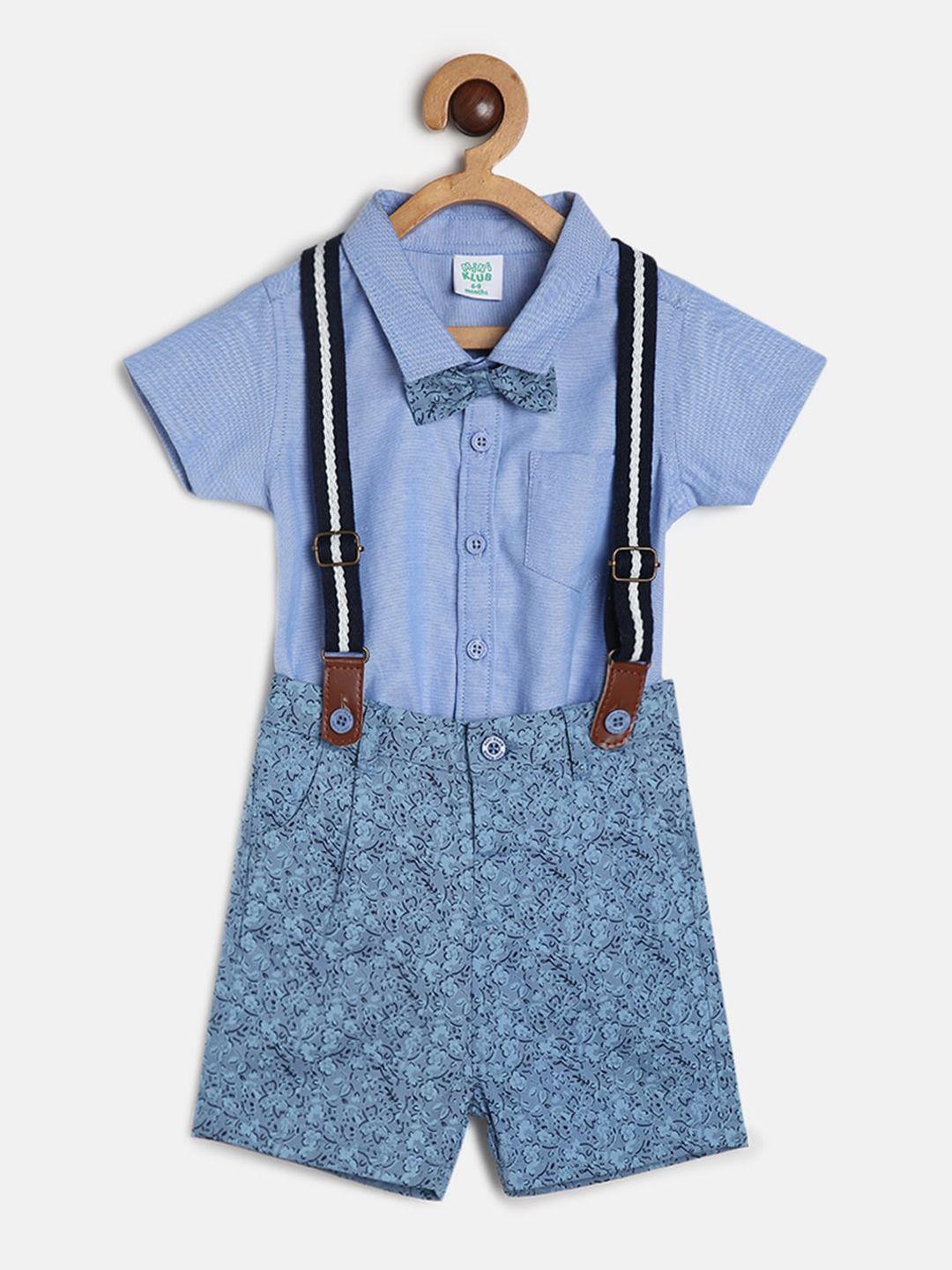 mini klub boys printed shirt and short with suspenders