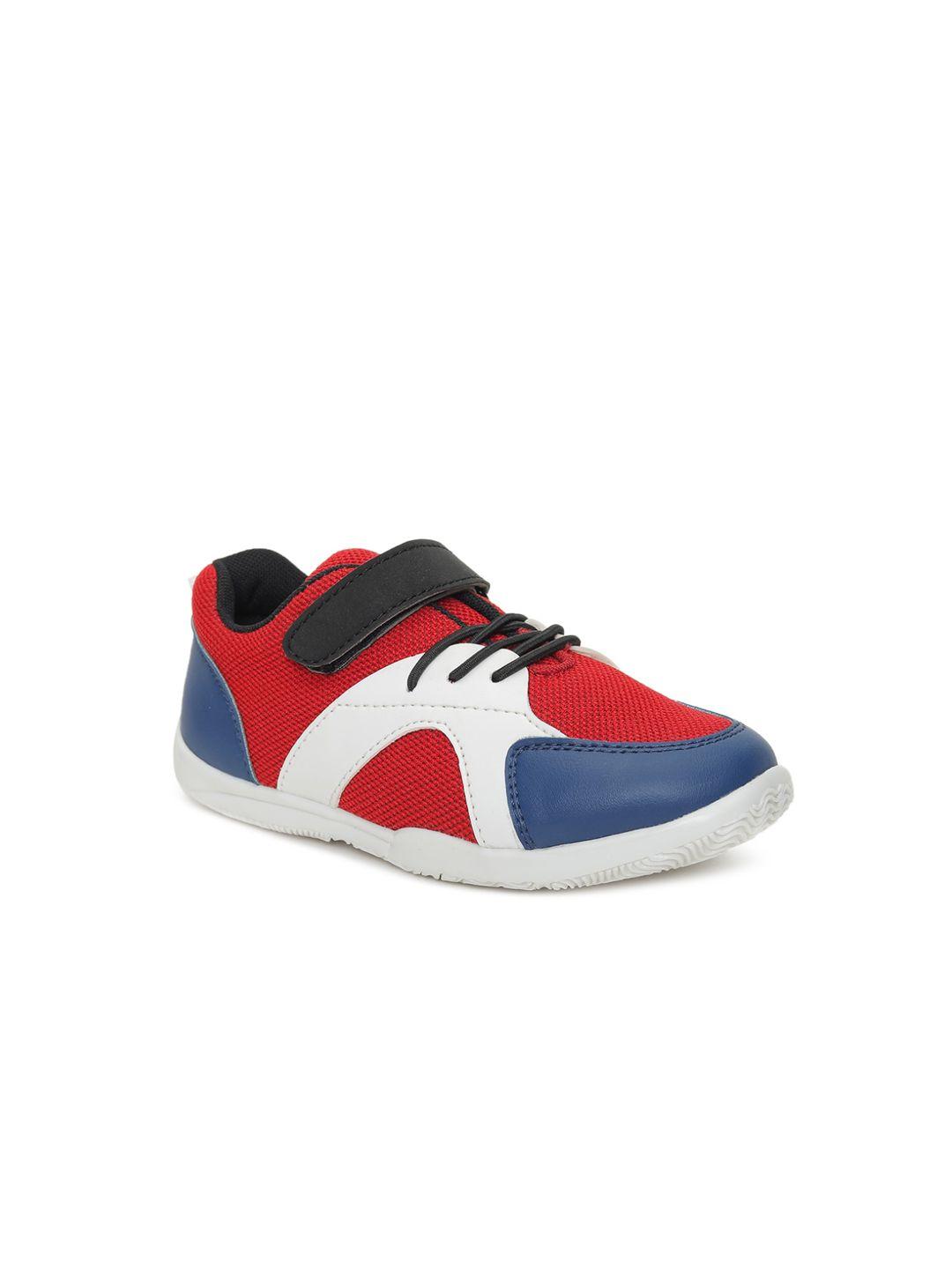 mini klub boys red & blue colourblocked pu sneakers