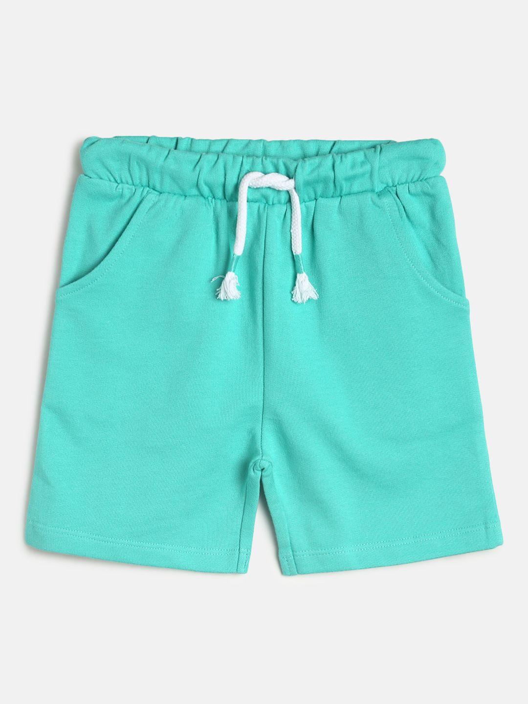 mini klub boys sea green solid cotton shorts
