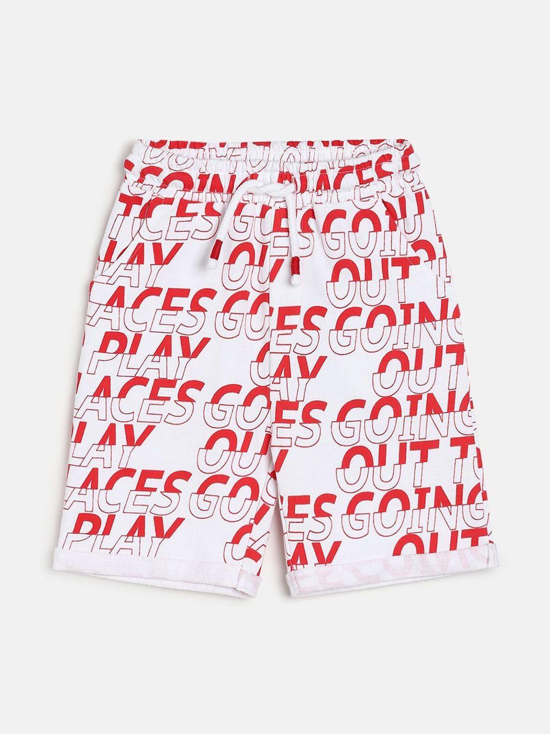 mini klub boys typography cotton printed shorts