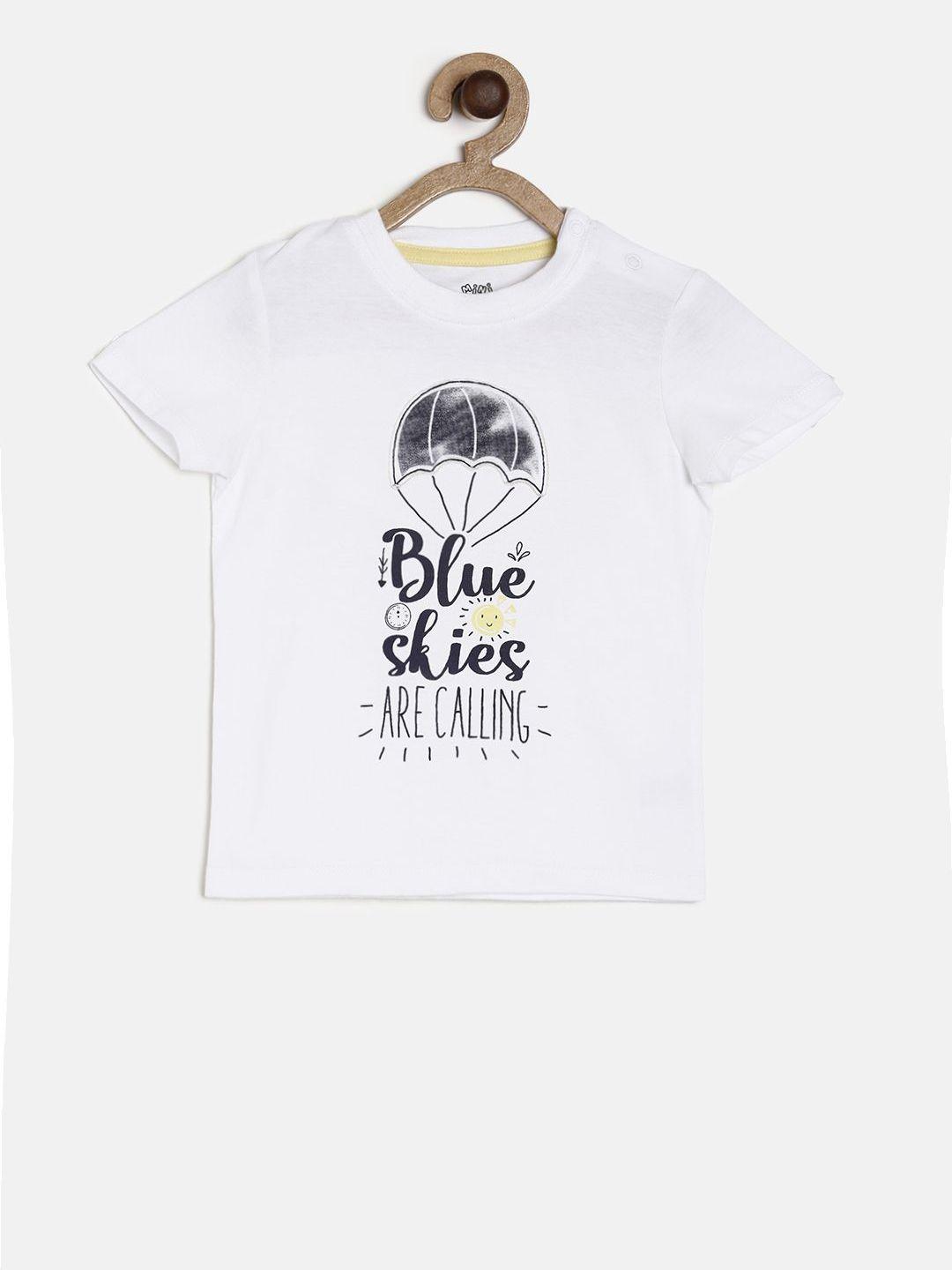 mini klub boys white printed round neck t-shirt