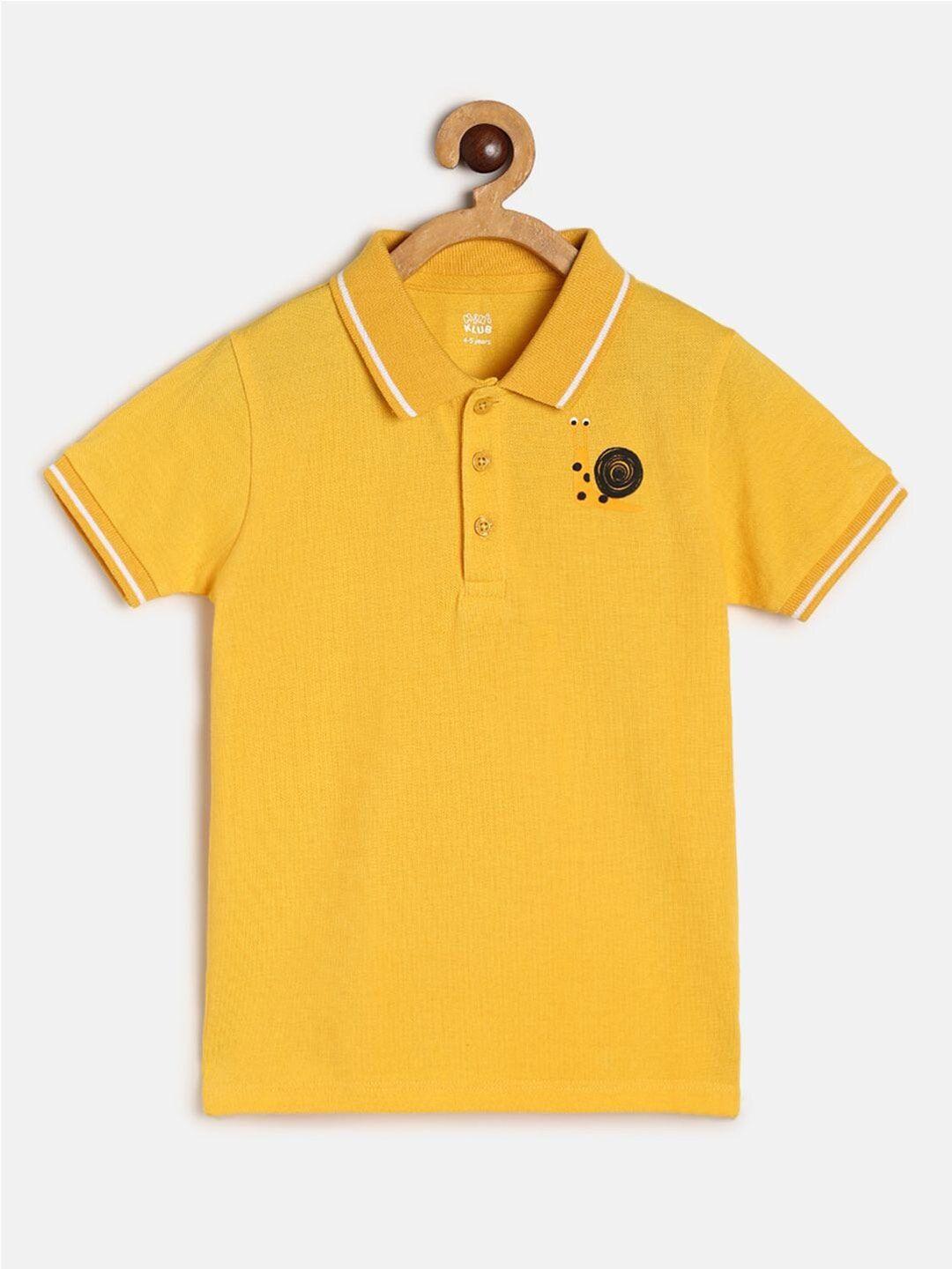 mini klub boys yellow polo collar pure cotton t-shirt