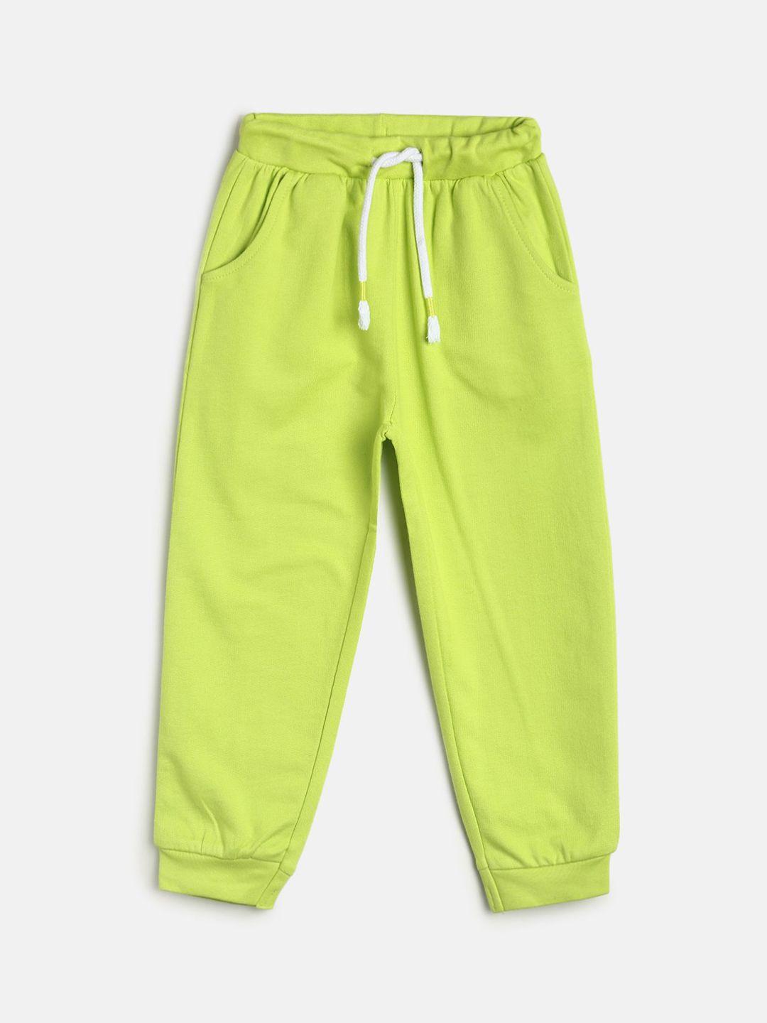 mini klub infant boys fluorescent green solid pure cotton joggers