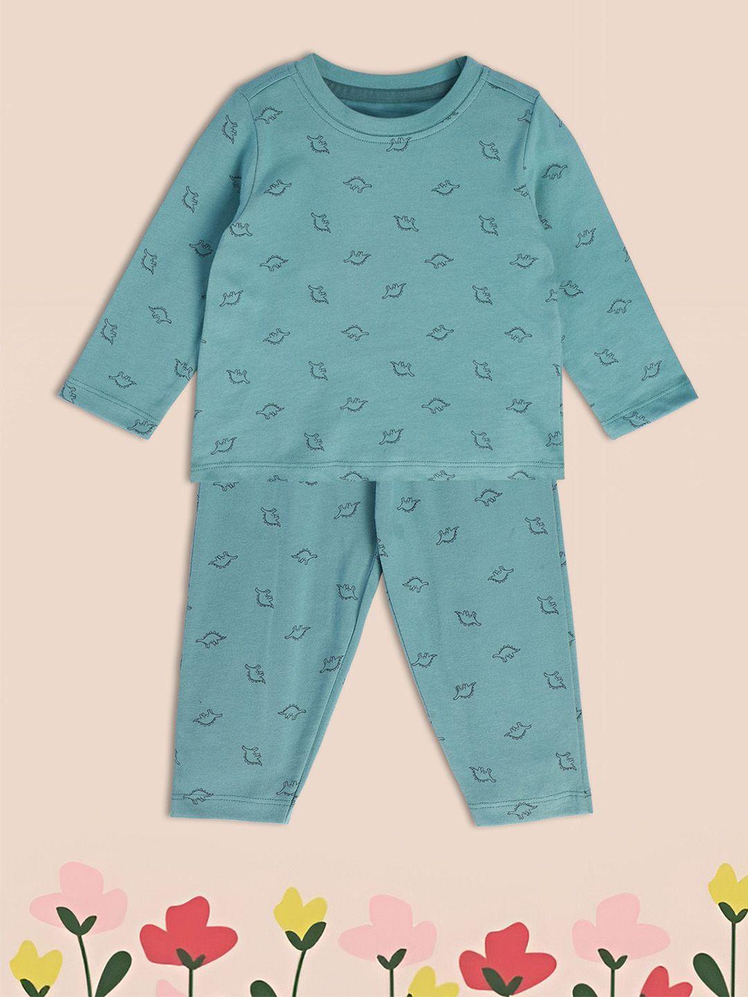 mini klub infant boys graphic printed round neck t-shirt with pyjamas night suits