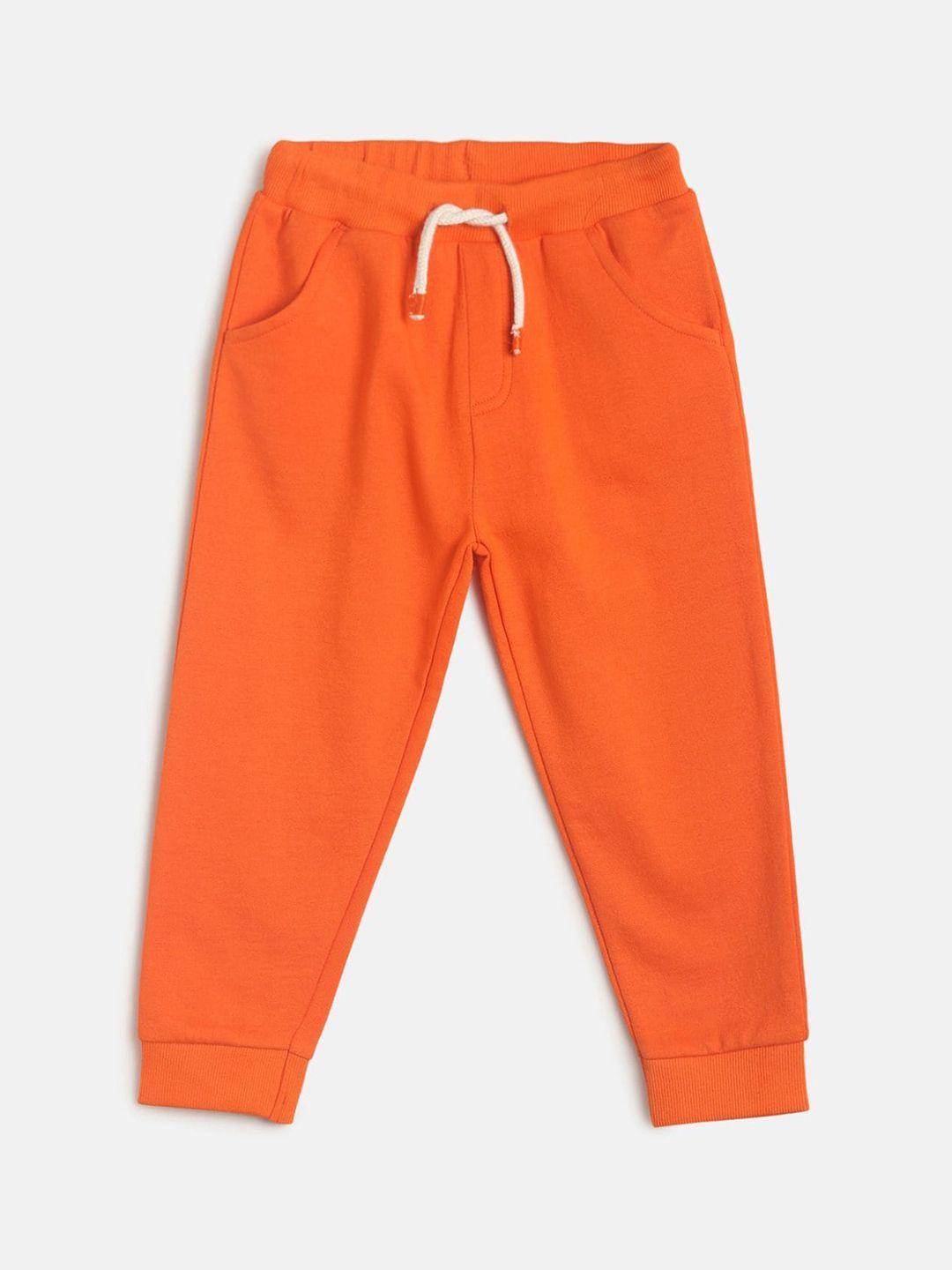 mini klub infant boys orange solid pure cotton joggers