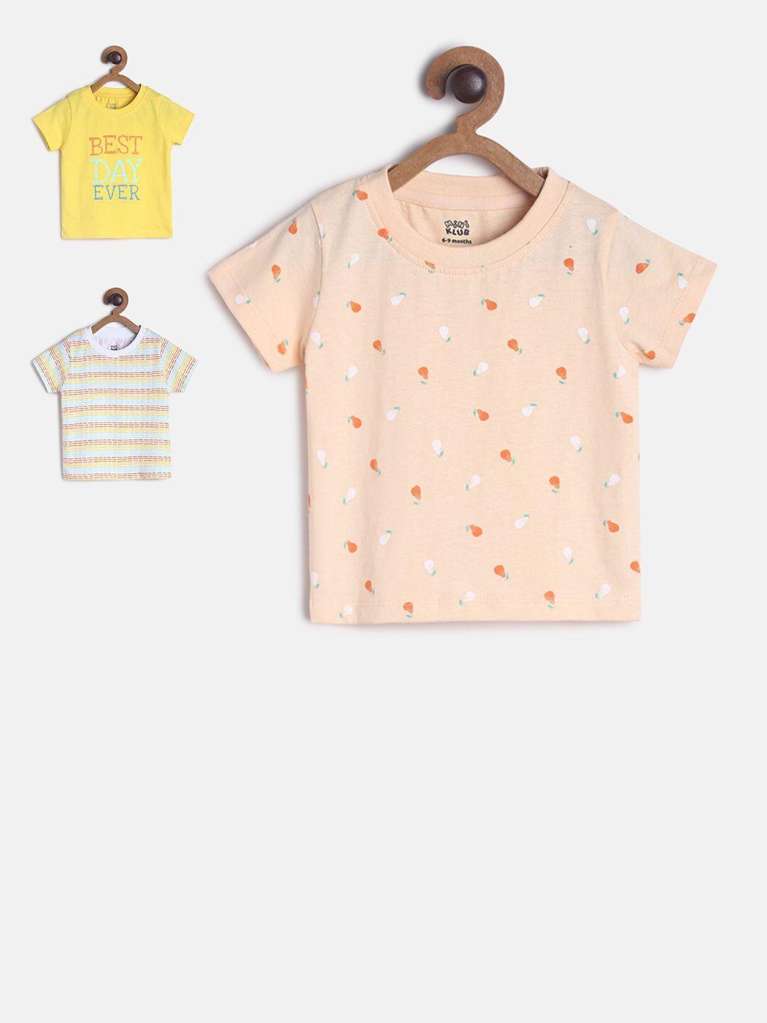 mini klub infant boys pack of 3 printed pure cotton t-shirts