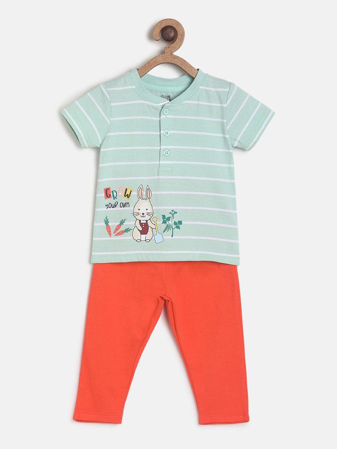 mini klub infant boys printed pure cotton t-shirt with pyjama