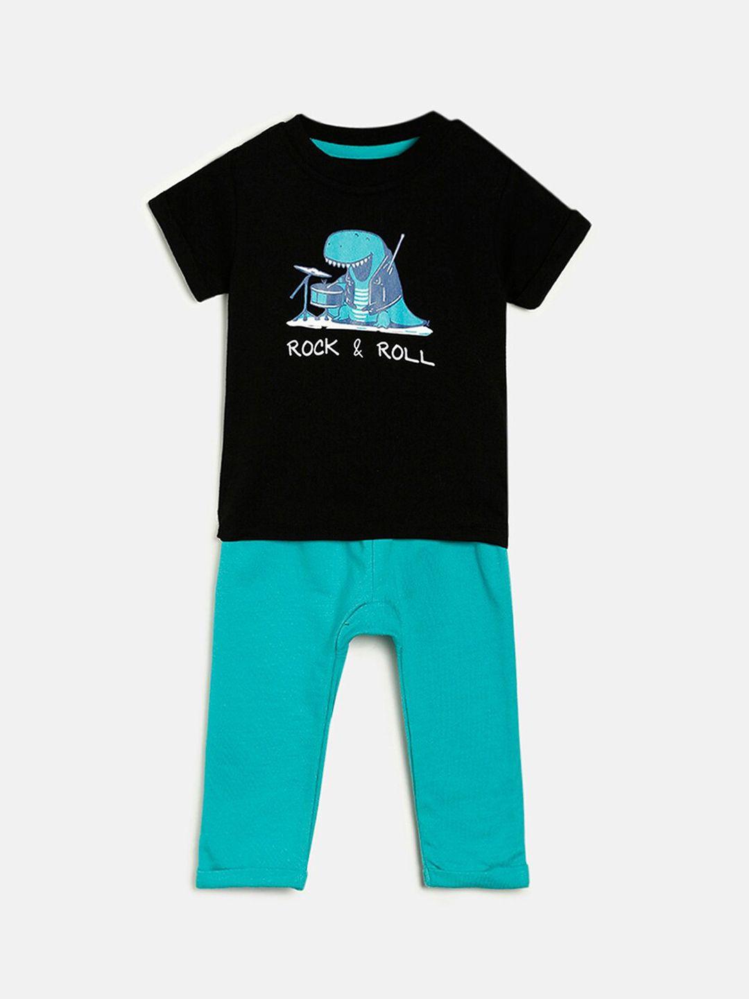 mini klub infant boys printed pure cotton t-shirt with trousers