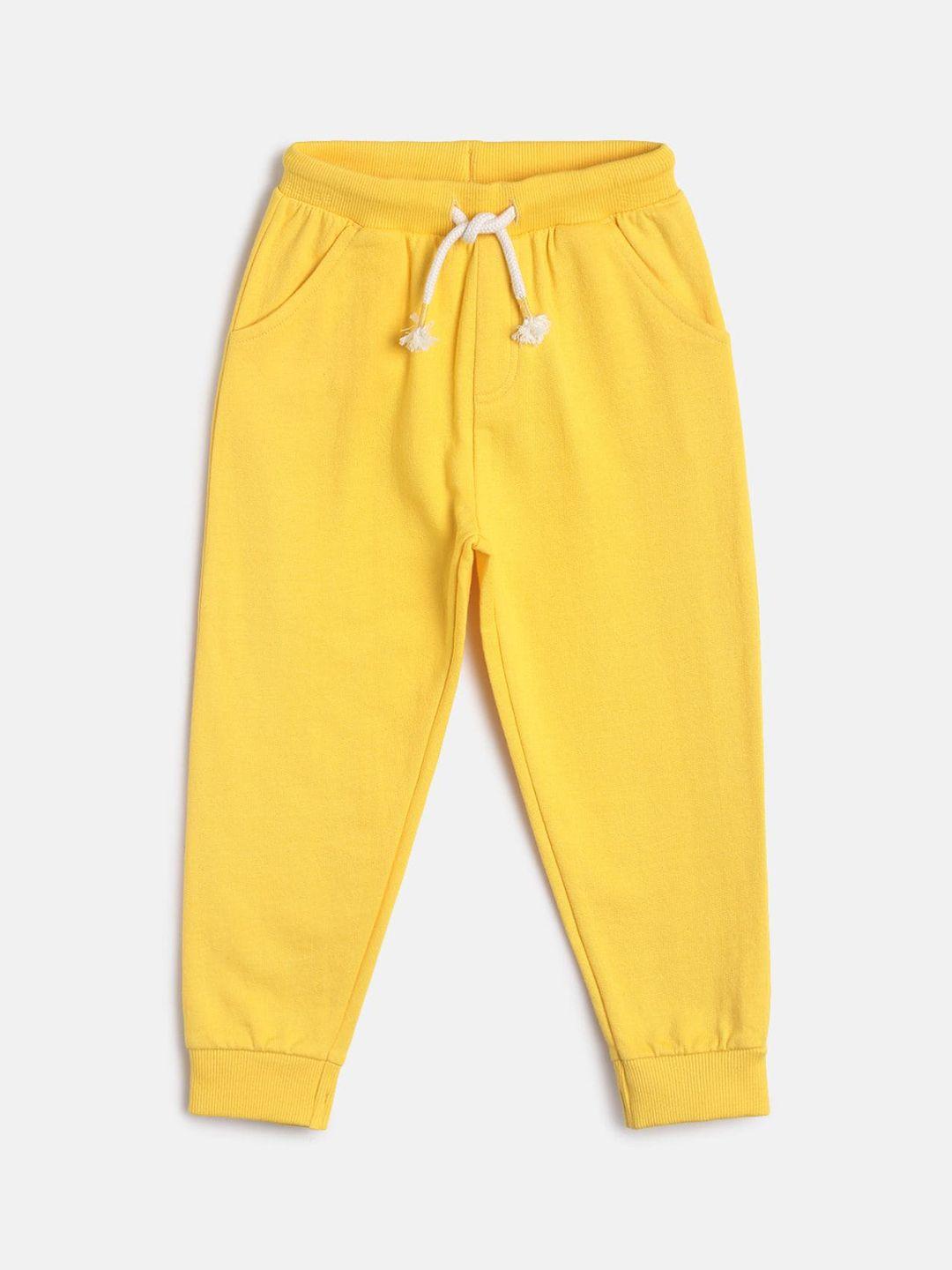 mini klub infant boys yellow solid pure cotton joggers