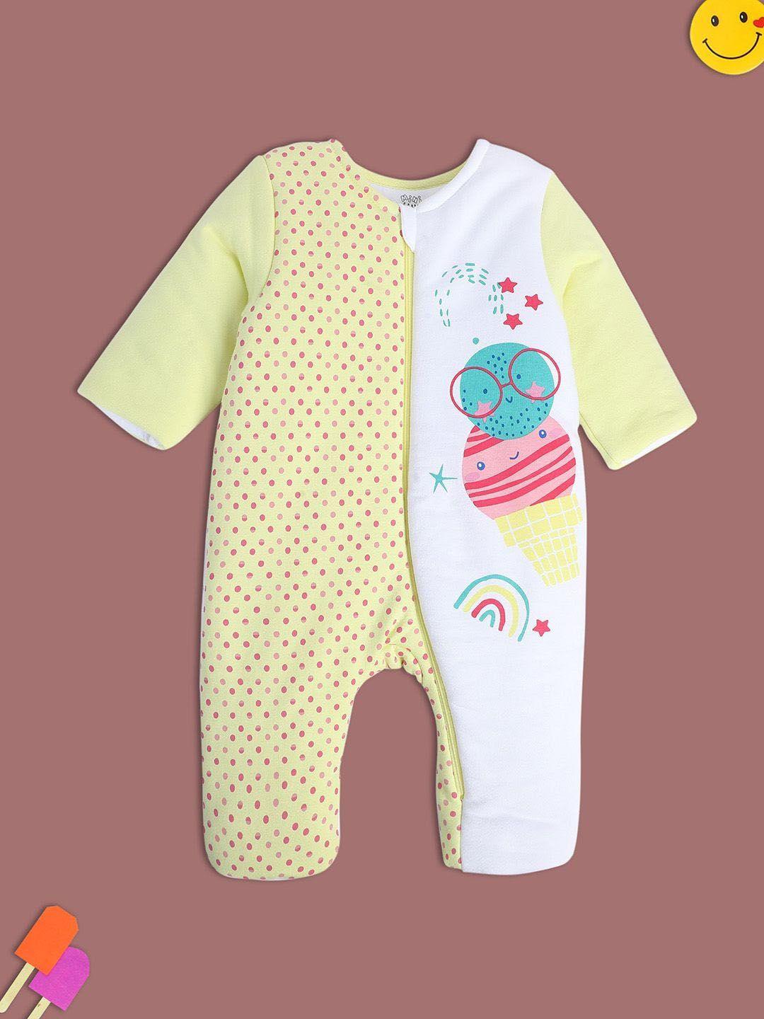 mini klub infant girls printed pure cotton rompers