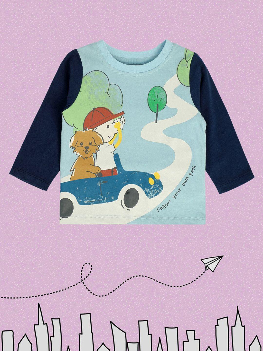 mini klub infants boys graphic printed round neck long sleeves cotton t-shirt