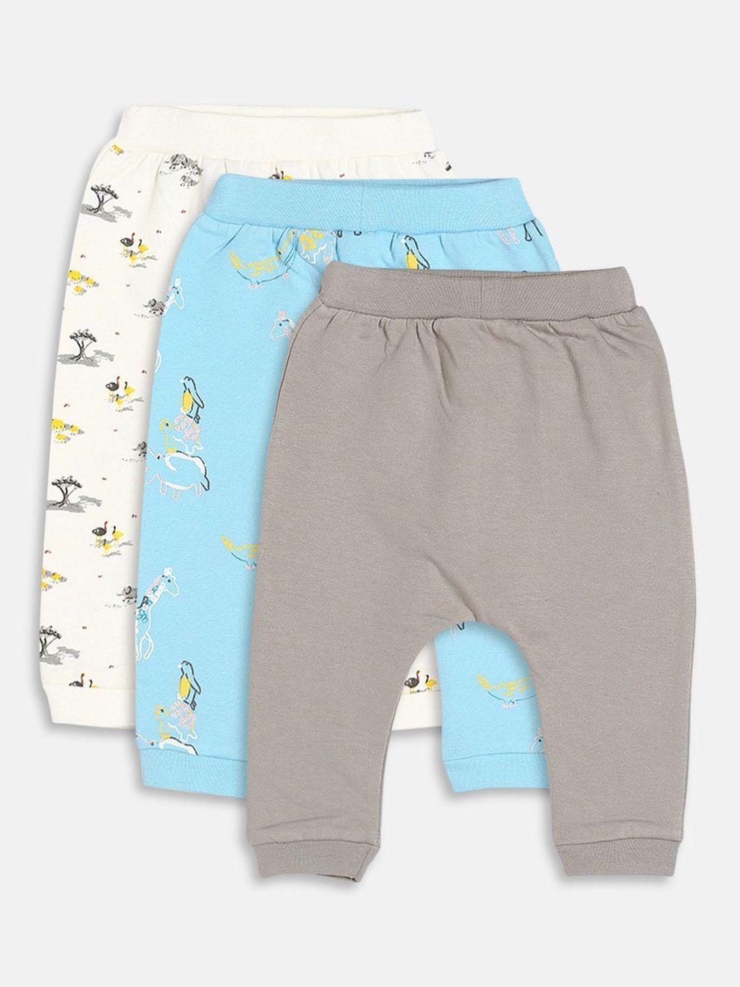 mini klub infants boys pack of 3 printed cotton joggers