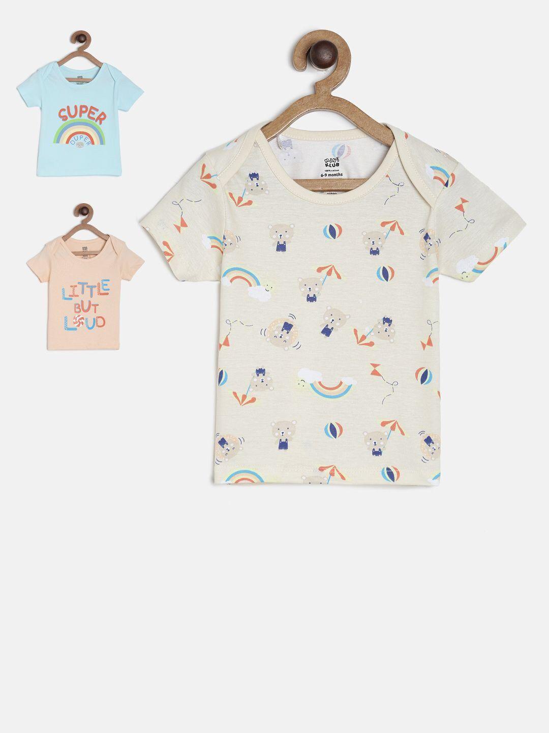 mini klub infants boys pack of 3 printed pure cotton t-shirt