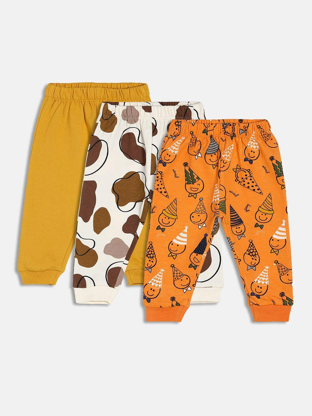 mini klub infants pack of 3 printed pure cotton joggers