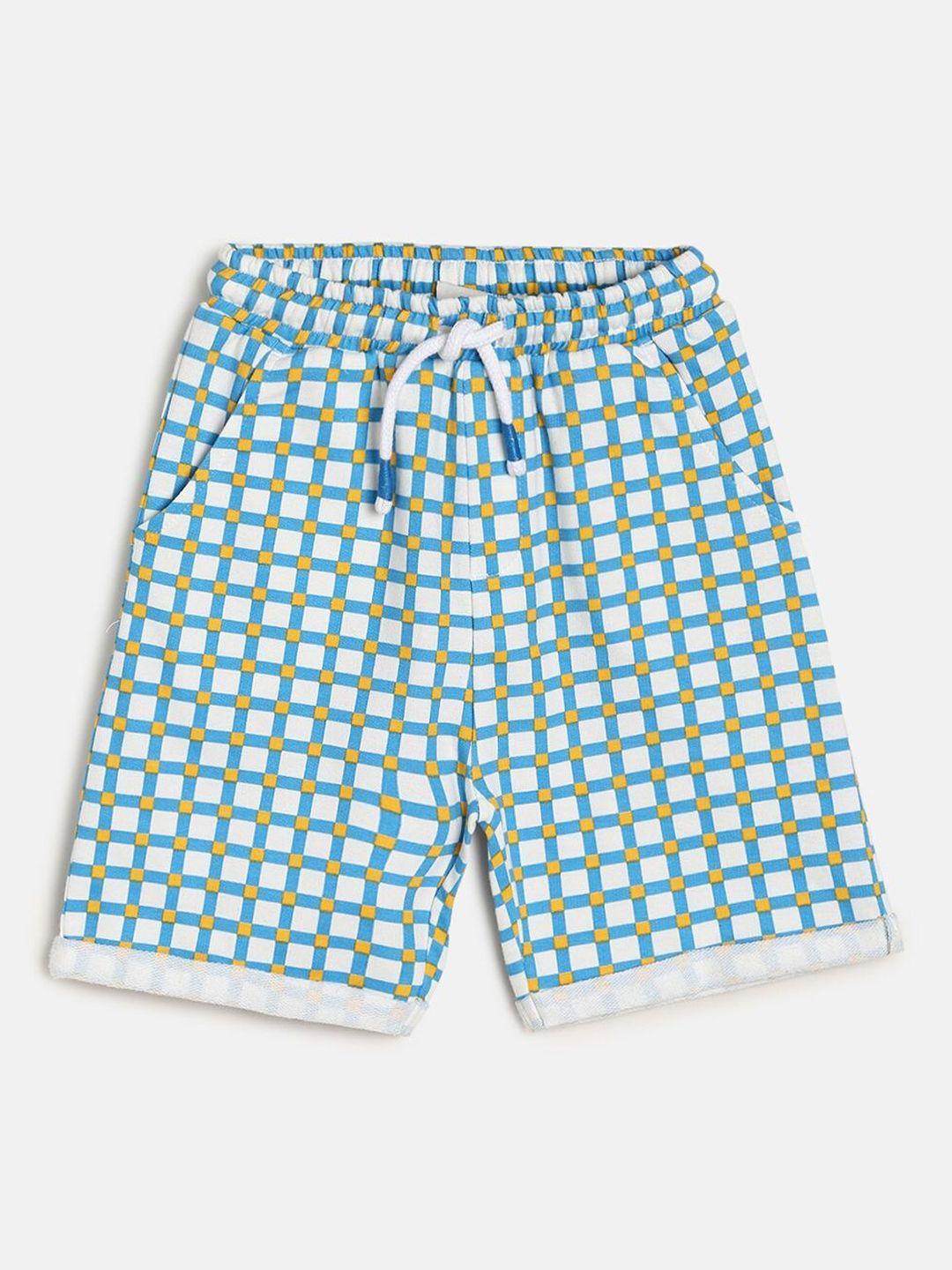 mini klub kids boys geometric printed pure cotton mid rise shorts