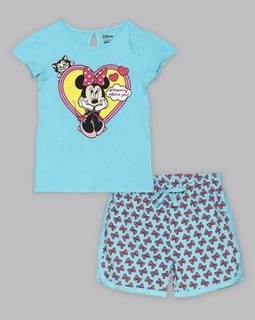 mini mouse print round-neck t-shirt