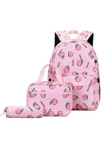 mini peaches 3 pcs matching backpack with lunch bag & stationery pouch