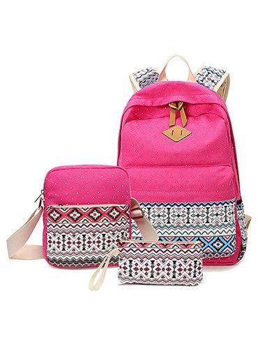 mini polkadots diamond pattern 3 pcs backpack & sling bag and stationery pouch