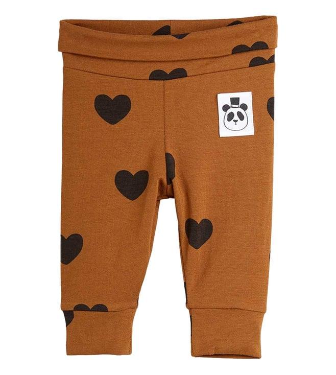 mini rodini kids brown printed fitted trousers