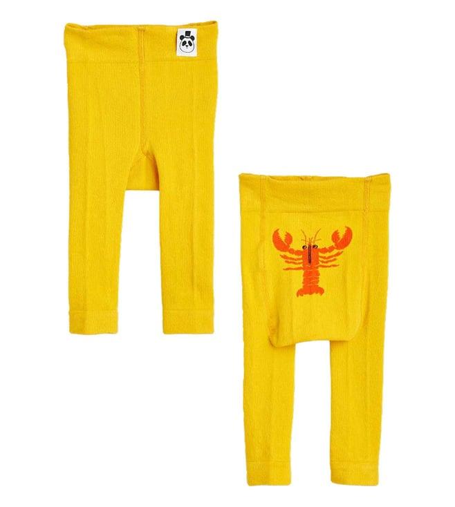 mini rodini kids yellow printed fitted tights
