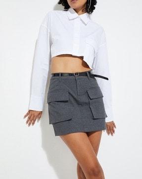 mini skirt with flap pockets