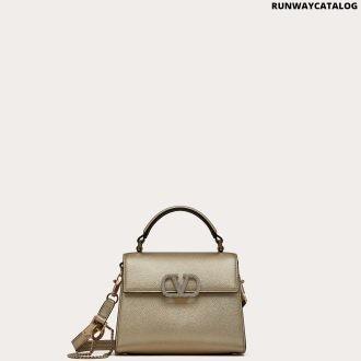 mini vsling handbag in metallic grainy calfskin