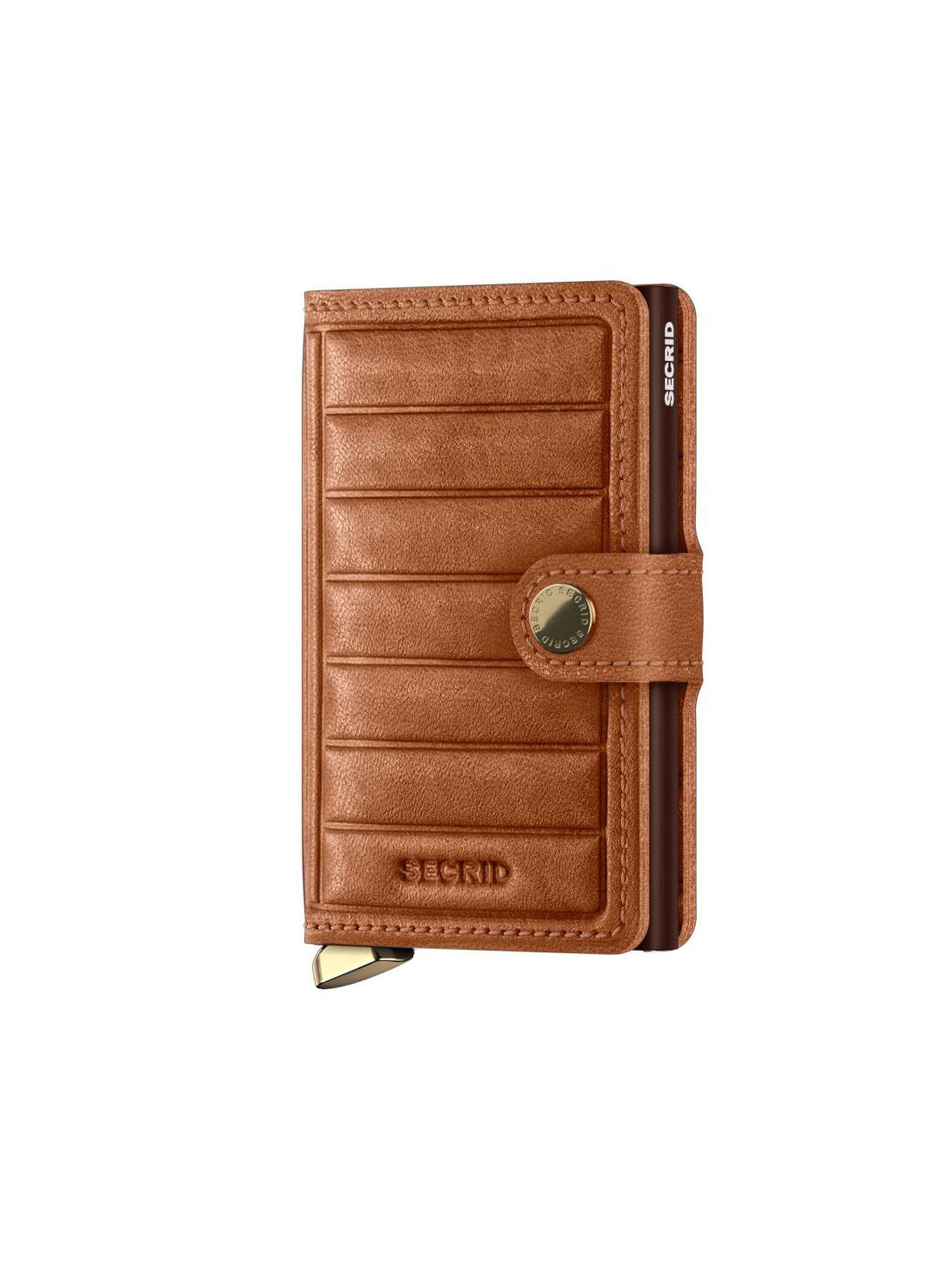 mini wallet embossed lines mei-cognac