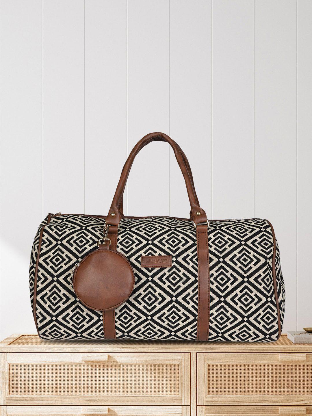 mini wesst geometric printed leather duffle bag