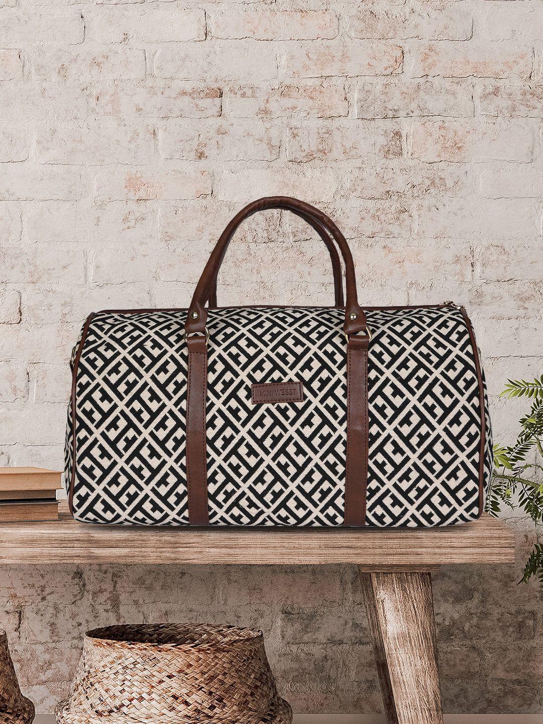 mini wesst geometric printed leather duffle bag