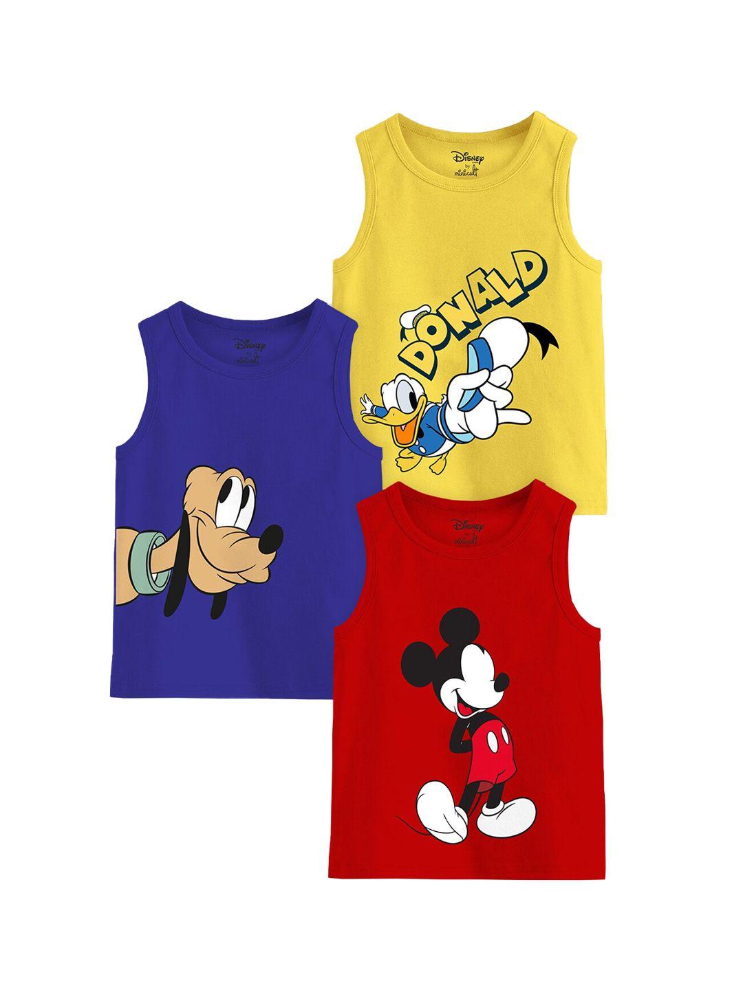 minicult kids pack of 3 mickey & friends printed cotton basic innerwear vests