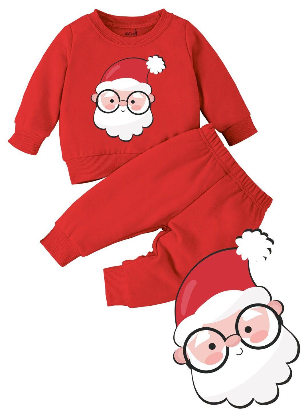 minicult kids santa printed t-shirt with pyjamas