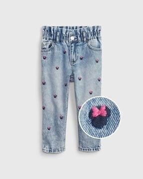 minie mouse embroidered tapered fit jeggings