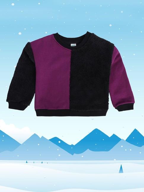 miniklub kids black color block full sleeves sweater