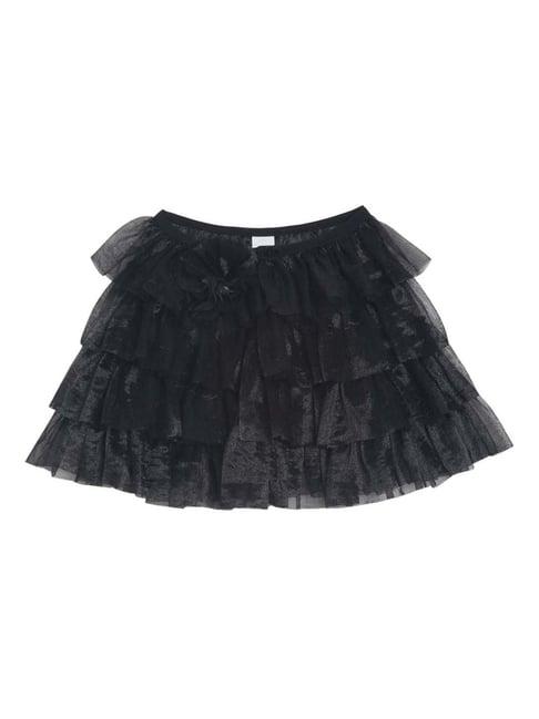 miniklub kids black cotton regular fit skirt