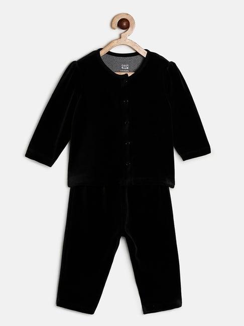 miniklub kids black solid full sleeves shirt with pant