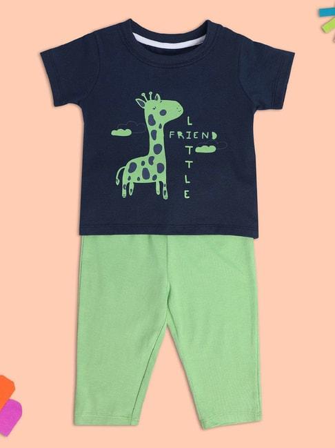 miniklub kids blue & green printed top with pants