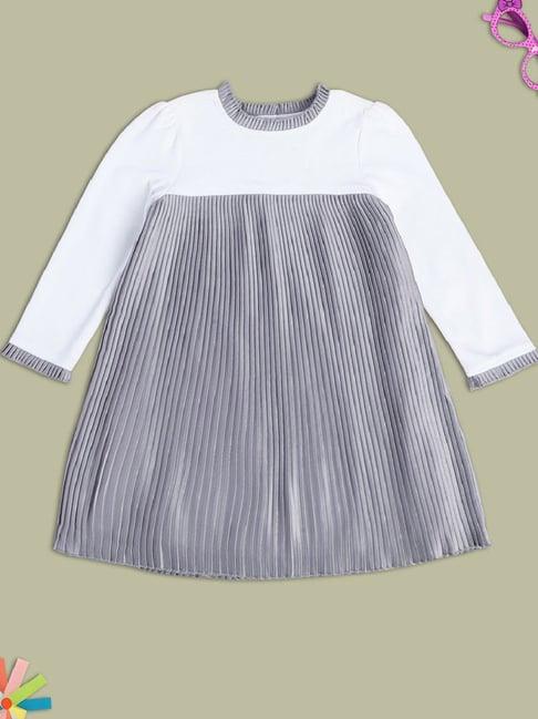 miniklub kids silver solid full sleeves dress