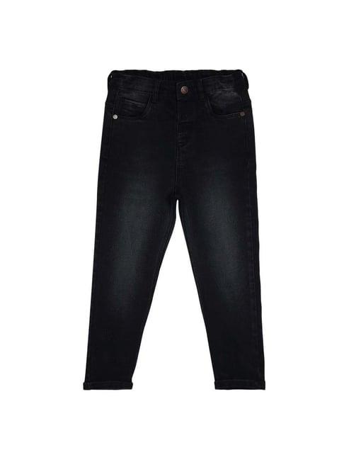 miniklub kids black cotton regular fit jeans