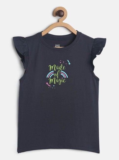 miniklub kids black printed top