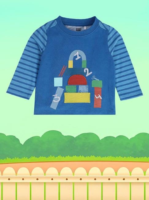 miniklub kids blue printed full sleeves t-shirt