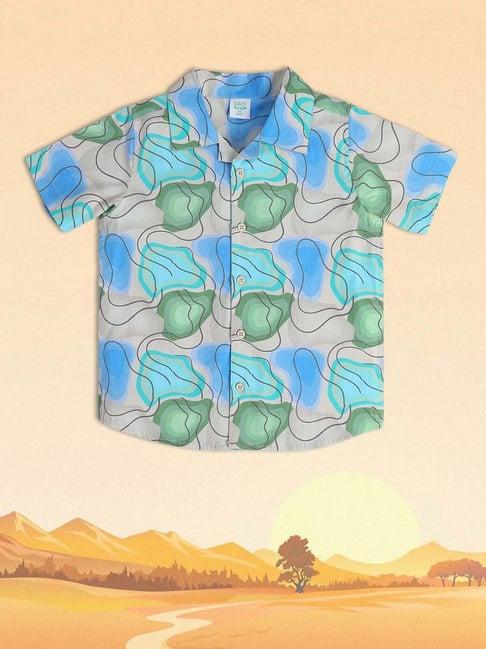 miniklub kids green & blue printed shirt