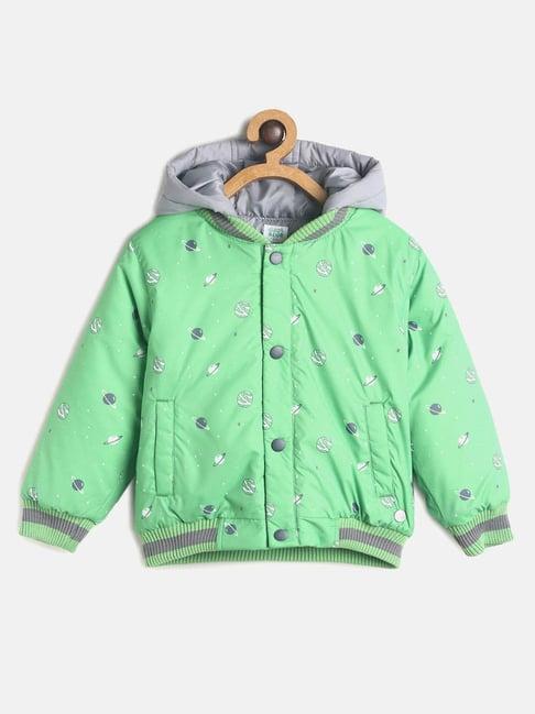 miniklub kids green printed full sleeves jacket