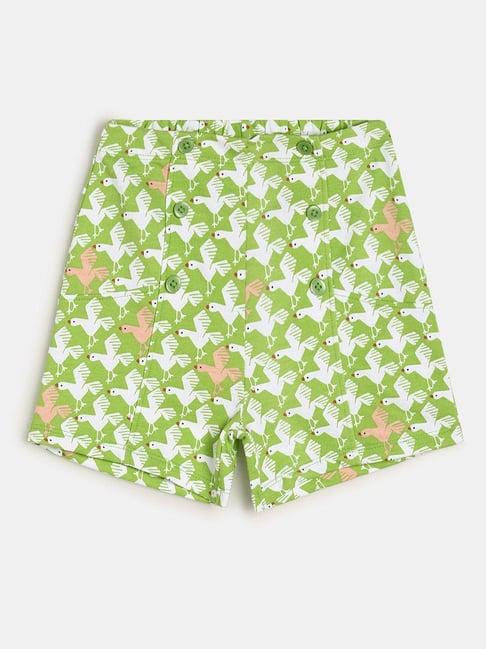 miniklub kids green printed shorts