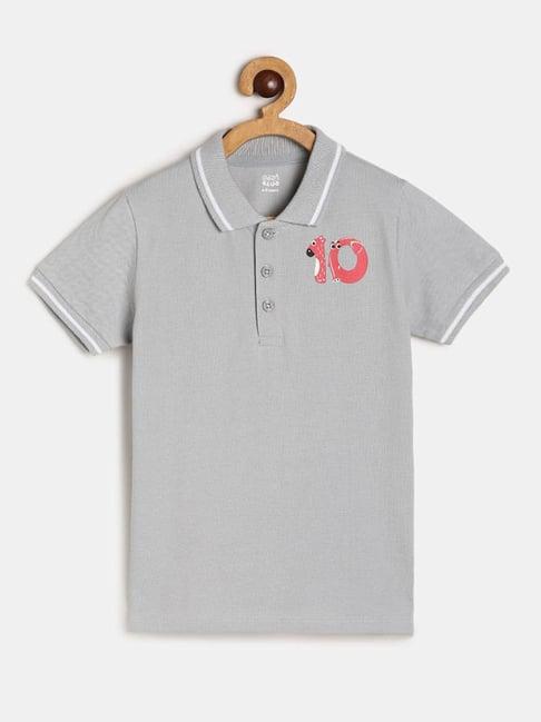 miniklub kids grey solid polo t-shirt