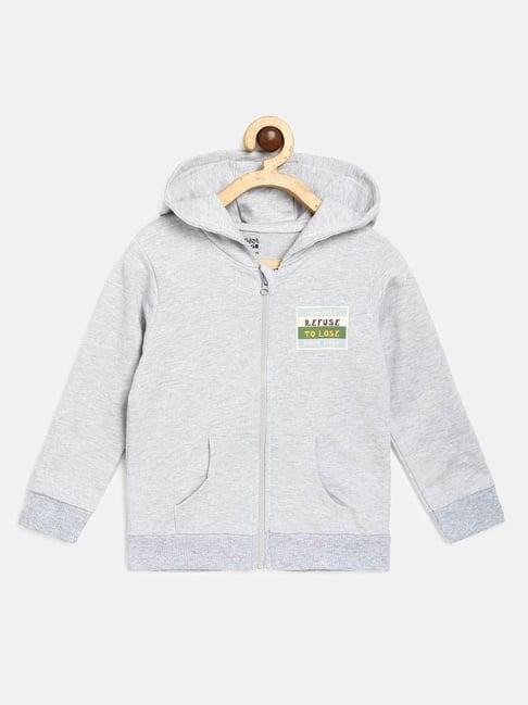 miniklub kids grey textured full sleeves jacket